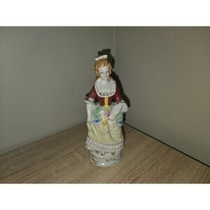 Vintage Occupied Japan Porcelain Hand Painted Man Lady Victorian Figurine 7"